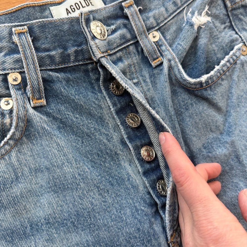 Agolde 90’s Mid Rise Loose Fit Distressed Denim Jeans Size 23 - Picture 5 of 16